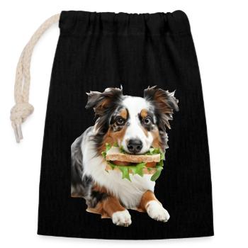 Australian Shepherd - Closable cotton gift bag (14x20cm) - black - Front