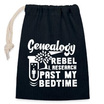Genealogy Rebel Research Past My Bedtime - Closable cotton gift bag (14x20cm) - navy - Front