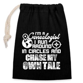 Genealogy Chase My Own Tale - Closable cotton gift bag (14x20cm) - black - Front