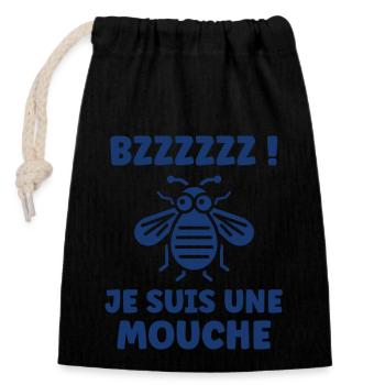 Insecte Citation humour mouche - Sac cadeau en coton avec cordon (14 x 20 cm) - noir - Devant