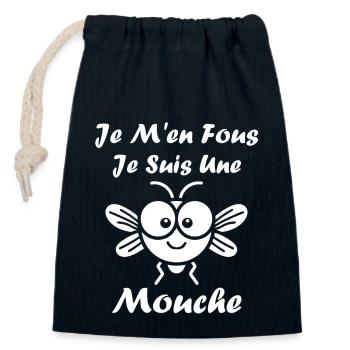 Insecte Citation humour mouche - Sac cadeau en coton avec cordon (14 x 20 cm) - bleu marine - Devant