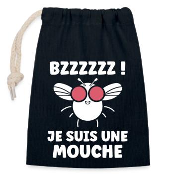 Insecte Citation humour mouche - Sac cadeau en coton avec cordon (14 x 20 cm) - bleu marine - Devant