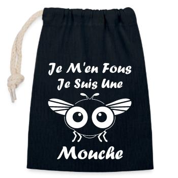 Insecte Citation humour mouche - Sac cadeau en coton avec cordon (14 x 20 cm) - bleu marine - Devant
