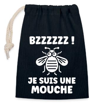 Insecte Citation humour mouche - Sac cadeau en coton avec cordon (14 x 20 cm) - bleu marine - Devant