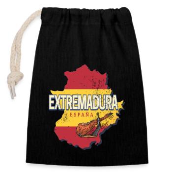 Estrémadure Espagne Région Carte Souvenir - Sac cadeau en coton avec cordon (14 x 20 cm) - noir - Devant