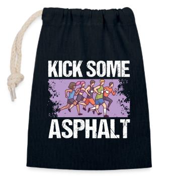 Joggen, Kick, Asphaltlaufen, - Verschließbarer Geschenkbeutel aus Baumwolle (14x20cm) - Navy - Vorne