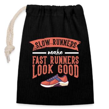 Slow Runners Fast Runners Running - Closable cotton gift bag (14x20cm) - black - Front