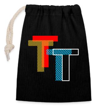 T Initial - Verschließbarer Geschenkbeutel aus Baumwolle (14x20cm) - Schwarz - Vorne