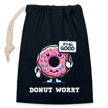 Donut Worry Niedliches Donut-Design - Verschließbarer Geschenkbeutel aus Baumwolle (14x20cm) - Navy - Vorne