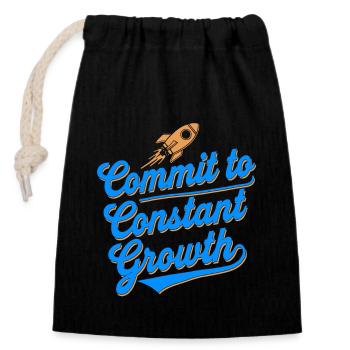 S’engager dans une croissance constante pour - Sac cadeau en coton avec cordon (14 x 20 cm) - noir - Devant
