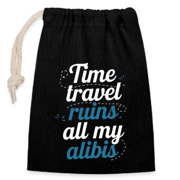 Time travel sci-fi enthusiast and time machine - Closable cotton gift bag (14x20cm) - black - Front