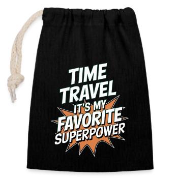 Time travel sci-fi enthusiast and time machine - Closable cotton gift bag (14x20cm) - black - Front