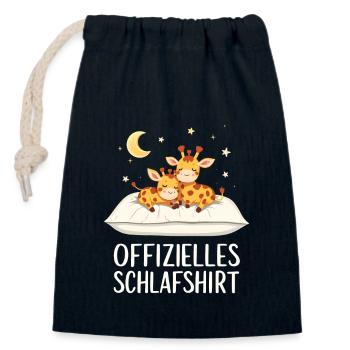 Chemise de nuit officielle Girafe Girafe Couple - Sac cadeau en coton avec cordon (14 x 20 cm) - bleu marine - Devant