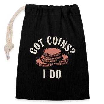 Collectionneur de pièces de monnaie : avez-vous des pièces de monnaie ? - Sac cadeau en coton avec cordon (14 x 20 cm) - noir - Devant