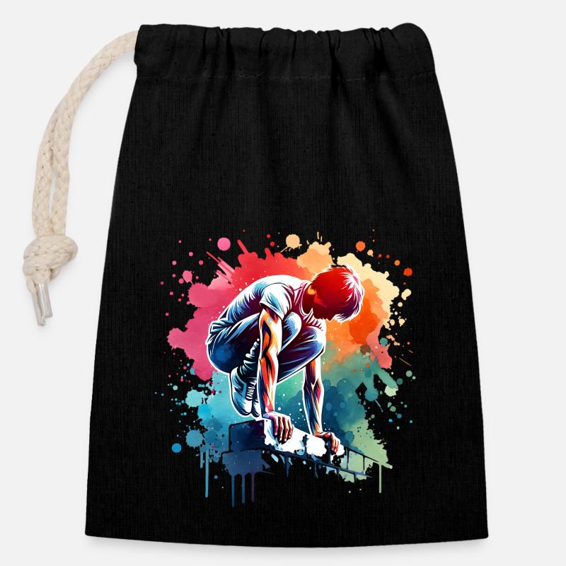 Parkour - Closable cotton gift bag (14x20cm) - black