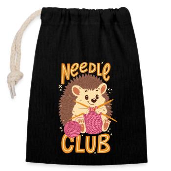 Nadel-Club - Verschließbarer Geschenkbeutel aus Baumwolle (14x20cm) - Schwarz - Vorne