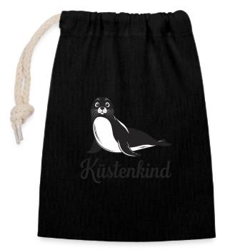 Coastal Child Cute Seal - Closable cotton gift bag (14x20cm) - black - Front