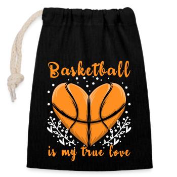 Basketball ist meine wahre Liebe Basketball - Verschließbarer Geschenkbeutel aus Baumwolle (14x20cm) - Schwarz - Vorne