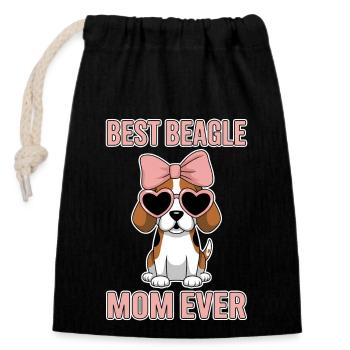 Beagle Maman Chien Maman Drôle Beagle Cadeau - Sac cadeau en coton avec cordon (14 x 20 cm) - noir - Devant