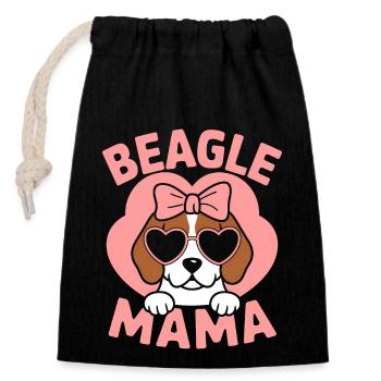 Beagle Maman Chien Maman Drôle Beagle Cadeau - Sac cadeau en coton avec cordon (14 x 20 cm) - noir - Devant