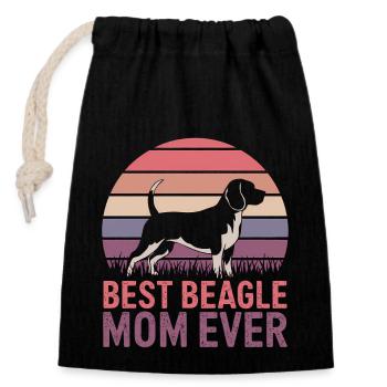 Beagle Maman Chien Maman Drôle Beagle Cadeau - Sac cadeau en coton avec cordon (14 x 20 cm) - noir - Devant