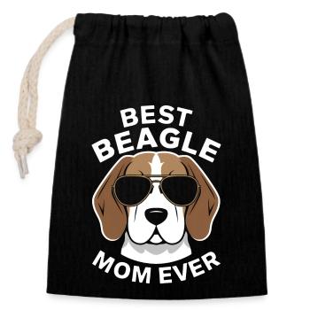 Beagle Maman Chien Maman Drôle Beagle Cadeau - Sac cadeau en coton avec cordon (14 x 20 cm) - noir - Devant