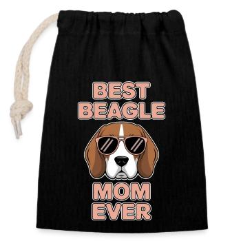 Beagle Maman Chien Maman Drôle Beagle Cadeau - Sac cadeau en coton avec cordon (14 x 20 cm) - noir - Devant