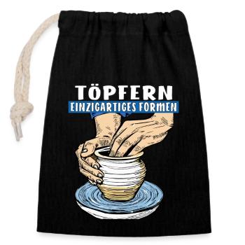 TÖPFERN EINZIGARTIGES FORMEN - Verschließbarer Geschenkbeutel aus Baumwolle (14x20cm) - Schwarz - Vorne