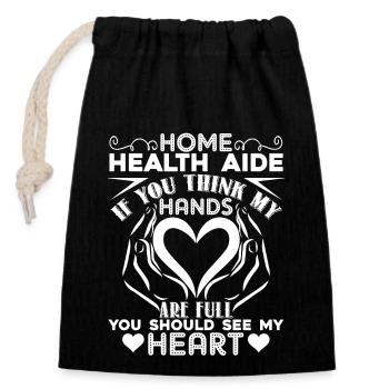 Home Health Aide Home Health Aide Full Heart - Closable cotton gift bag (14x20cm) - black - Front