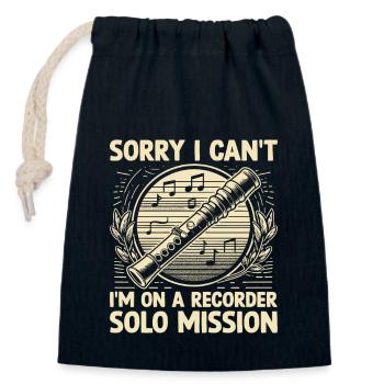 Désolé je ne peux pas, je suis sur un enregistreur Solo Mission Musique - Sac cadeau en coton avec cordon (14 x 20 cm) - bleu marine - Devant