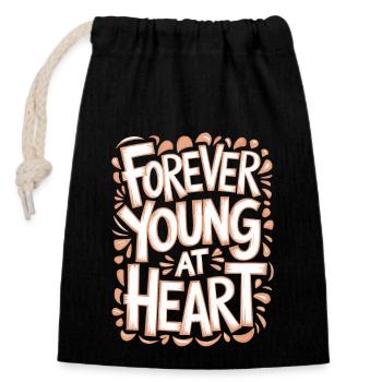 Forever Young at Heart Birthday Getting Older - Closable cotton gift bag (14x20cm) - black - Front