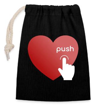 Push my Heart - Closable cotton gift bag (14x20cm) - black - Front