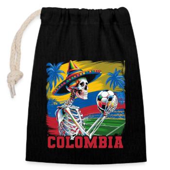 Kolumbien Colombia Medellin Urlaub Bogota Cali - Verschließbarer Geschenkbeutel aus Baumwolle (14x20cm) - Schwarz - Vorne