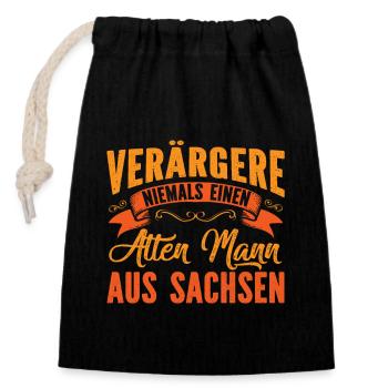 Motif Saxe Funny - Allemagne de l’Est - Sac cadeau en coton avec cordon (14 x 20 cm) - noir - Devant