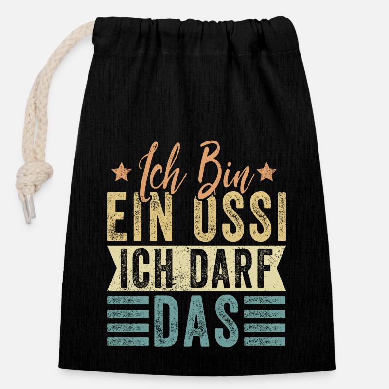 Ossi Motiv Vintage mit Spruch - Verschließbarer Geschenkbeutel aus Baumwolle (14x20cm) - Schwarz
