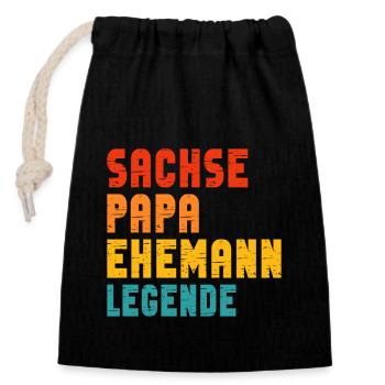 Saxon, Papa, Mari, Légende - Sac cadeau en coton avec cordon (14 x 20 cm) - noir - Devant