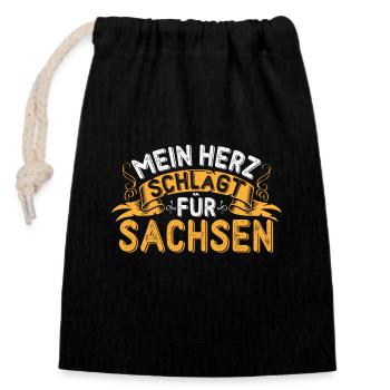 Cadeau de la Saxe avec dicton de la Saxe - Sac cadeau en coton avec cordon (14 x 20 cm) - noir - Devant