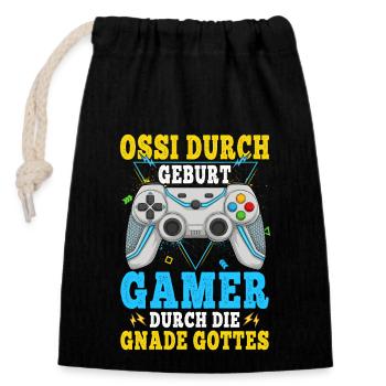 Ossi et les gamers - Sac cadeau en coton avec cordon (14 x 20 cm) - noir - Devant