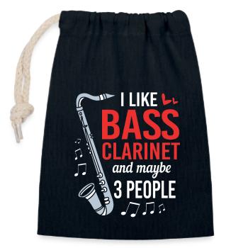 Clarinet - Closable cotton gift bag (14x20cm) - navy - Front