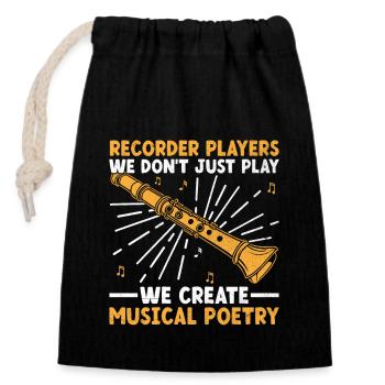 Flûtistes à bec On ne fait pas que jouer, on crée du musi - Sac cadeau en coton avec cordon (14 x 20 cm) - noir - Devant