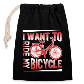 I Want To Ride My Bicycle - Closable cotton gift bag (14x20cm) - black - Front