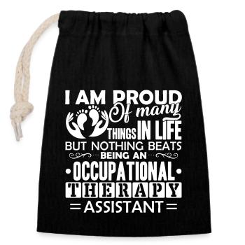 Proud To Be Occupational Therapy Assistant - Closable cotton gift bag (14x20cm) - black - Front
