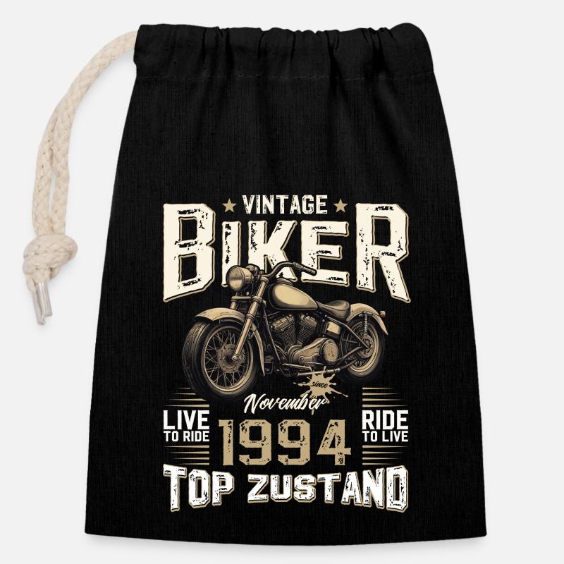 30. Geburtstag Biker November 1994 Motorradfahrer - Verschließbarer Geschenkbeutel aus Baumwolle (14x20cm) - Schwarz