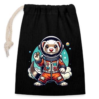 Propriétaire de furet, Amateur de furets, Bonbons - Sac cadeau en coton avec cordon (14 x 20 cm) - noir - Devant