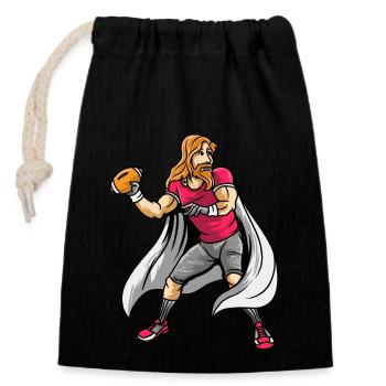 Rugby Footballeur Super-héros Football - Sac cadeau en coton avec cordon (14 x 20 cm) - noir - Devant
