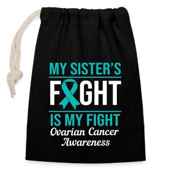 Cancer de l’ovaire Cancer survivant Cancer - Sac cadeau en coton avec cordon (14 x 20 cm) - noir - Devant