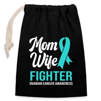 Cancer de l’ovaire Cancer survivant Cancer - Sac cadeau en coton avec cordon (14 x 20 cm) - noir - Devant