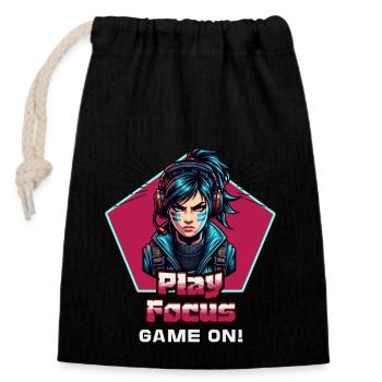 Gambler Femme Jeux Concentré Gaming Girl - Sac cadeau en coton avec cordon (14 x 20 cm) - noir - Devant