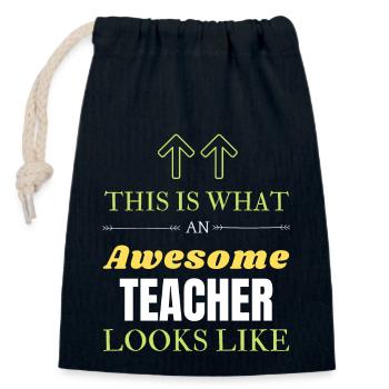This is What an Awesome Teacher Looks Like - Closable cotton gift bag (14x20cm) - navy - Front