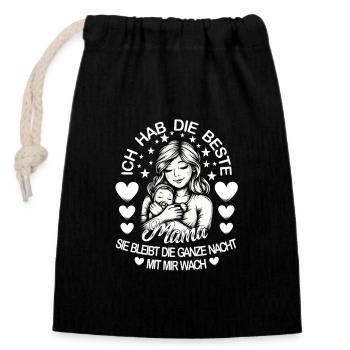 Got the best mom Stays awake all night - Closable cotton gift bag (14x20cm) - black - Front